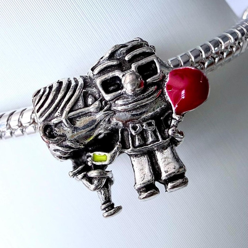 Silver & Red Carl & Ellie-inspired Bead Charm Fits Snake‎ Chain Bracelets